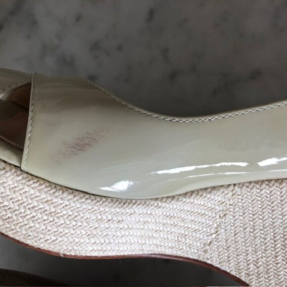 COLE HAAN Nike Air Open Toe Wedge Platform Espadrille Sandal Patent Nude… - Picture 17 of 17